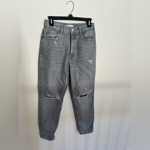 Zara Light Gray Straight Leg Denim Jeans